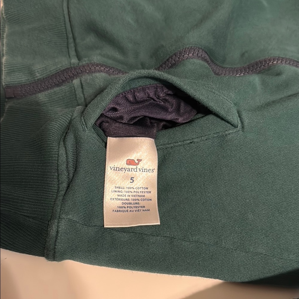 Vineyard Vines Green Sweatshirt Classic Zip-Up for kids, size 5 - Picture 6 of 9